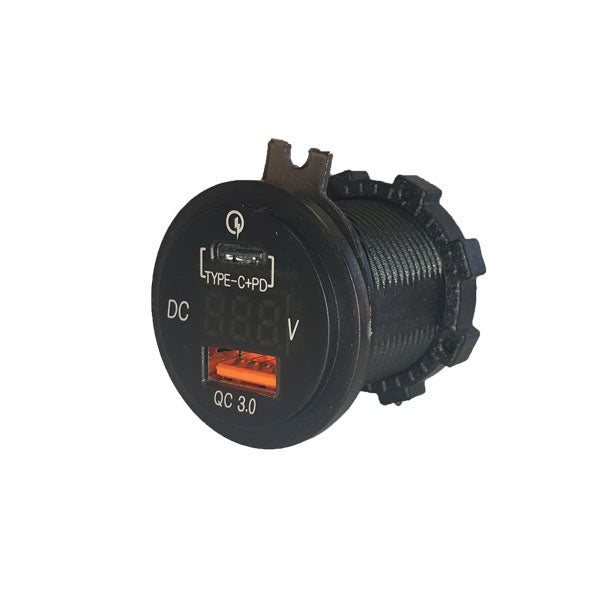 Fast Charge USB Socket + Type C - 12/24V