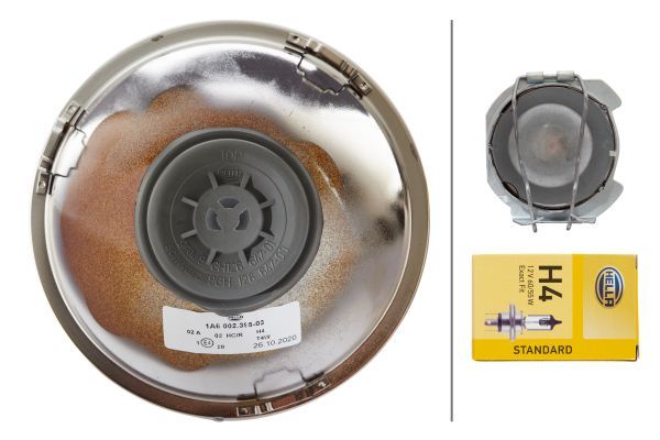 HELLA 1A6 002 395-991 Halogen Headlight 12V round Curved diffusing lens - left /right Kit