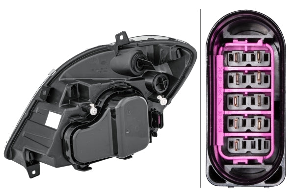 HELLA 1EB 247 012-021 FF/Halogen Headlight for Mercedes-Benz Sprinter 3,5-T Box (906) for right-hand traffic- right