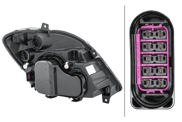 HELLA 1EB 247 012-051 FF/Halogen Headlight for Mercedes-Benz Sprinter 3,5-T Box (906) for right-hand traffic - left