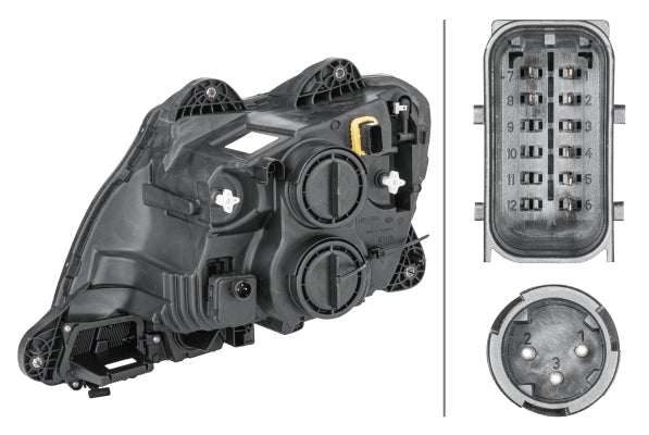 HELLA 1ED 010 116-541 Halogen/FF Headlight for right-hand traffic- right