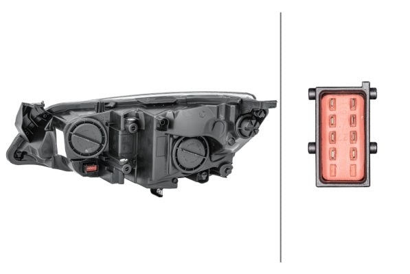 HELLA 1EG 010 011-621 Halogen/FF Headlight for Opel Astra J (P10) Black for right-hand traffic- right