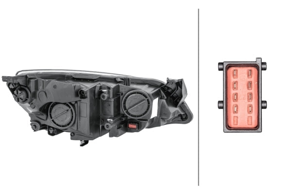 HELLA 1EG 010 011-671 FF/Halogen Headlight for Opel Astra J (P10) Sport, SXI, SRI Black/Chrome for right-hand traffic - left