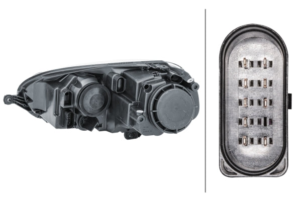 HELLA 1EG 247 007-621 Halogen Headlight for VW Golf V (1K1) Black for right-hand traffic- right