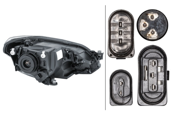 HELLA 1EJ 010 670-021 Halogen/FF Headlight for VW Up (121, 122, BL1, BL2) Black for right-hand traffic- right