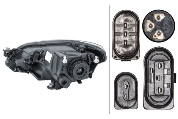 HELLA 1EJ 010 670-061 FF/Halogen Headlight for VW Up (121, 122, BL1, BL2) Chrome for right-hand traffic- right