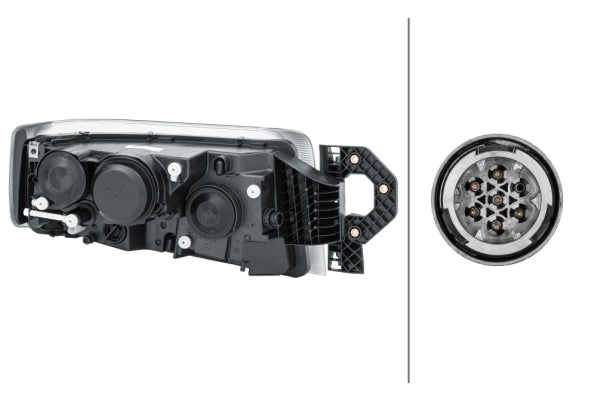 HELLA 1EL 011 899-291 Halogen/DE Headlight for Renault Trucks Premium II Distr./Lander Black for right-hand traffic - left