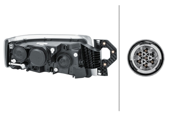 HELLA 1EL 011 899-371 Halogen Headlight for Renault Trucks Premium II Route Chrome for right-hand traffic - left