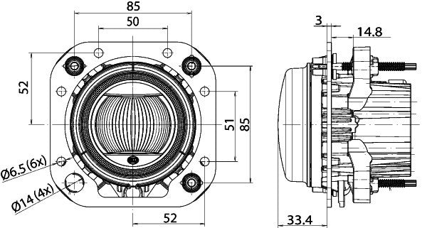 HELLA 1F0 011 988-131 LED/DE-Spotlight 90mm performance L4060 12/24V round SAE Clear diffusing lens Crystal clear- right/left