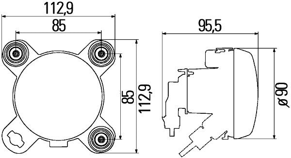 HELLA 1K0 247 043-001 FF/DE/Halogen Headlight 90mm performance 12V round - right/left