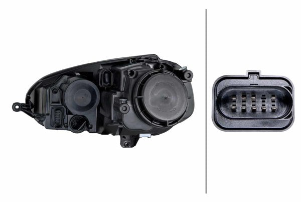 HELLA 1LG 247 007-641 Halogen Headlight for VW Golf V (1K1) Black for left-hand traffic- right