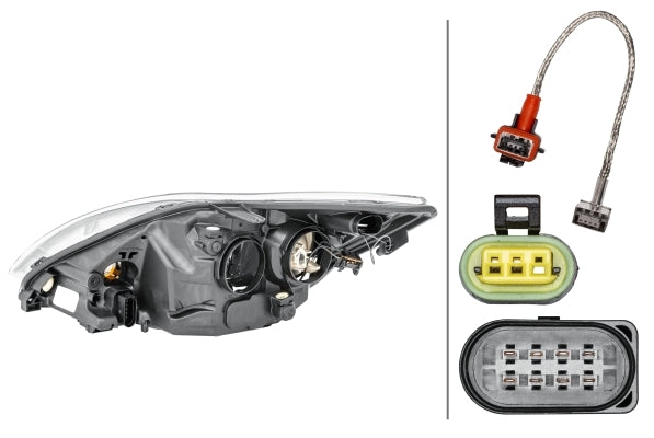 HELLA 1LL 354 807-081 Bi-Xenon Headlight for Ford Focus II (DA_, HCP, DP) Black for left-hand traffic- right