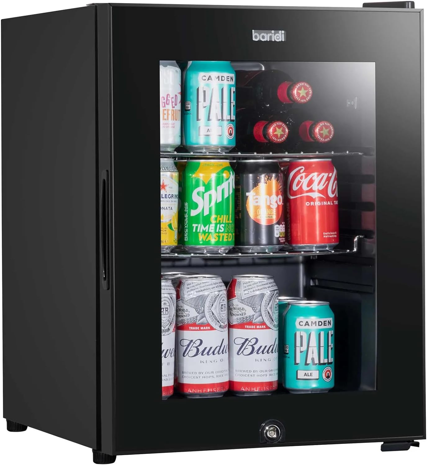 Dellonda Baridi 40L Drinks Mini Fridge with LED Light Black and