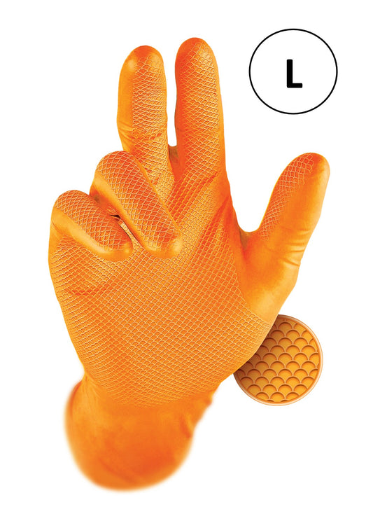 Grippaz Large Orange Nitrile Gloves (PK 50)