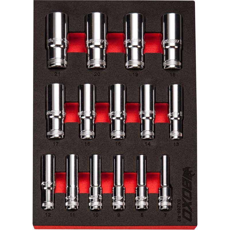 15 Pce 3/8" 6 Point Deep Socket Set-Boxo-Equipment