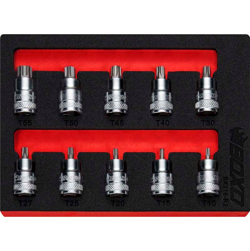 10 Pce 3/8" Super Stubby Torx Bit Socket Set-Boxo-Equipment