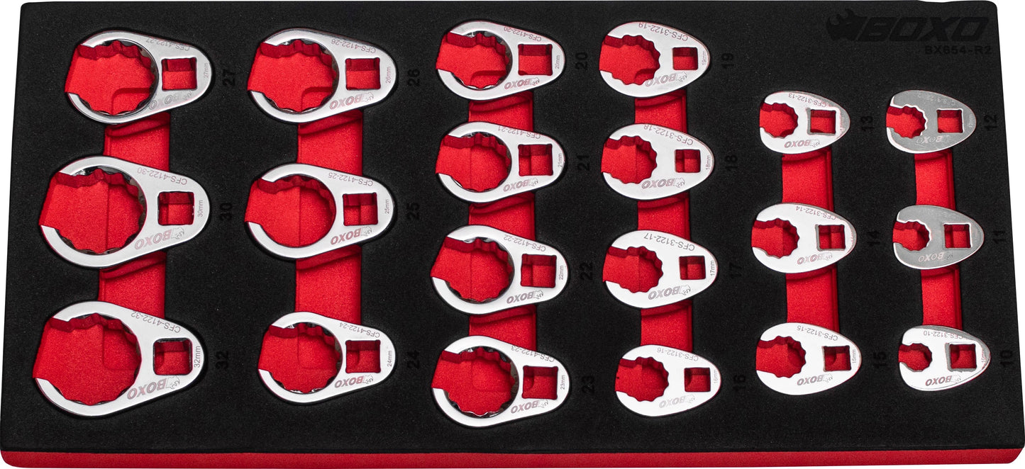 BOXO 20Pc 3/8" & 1/2" 12PT Master Crow Foot Wrench Set