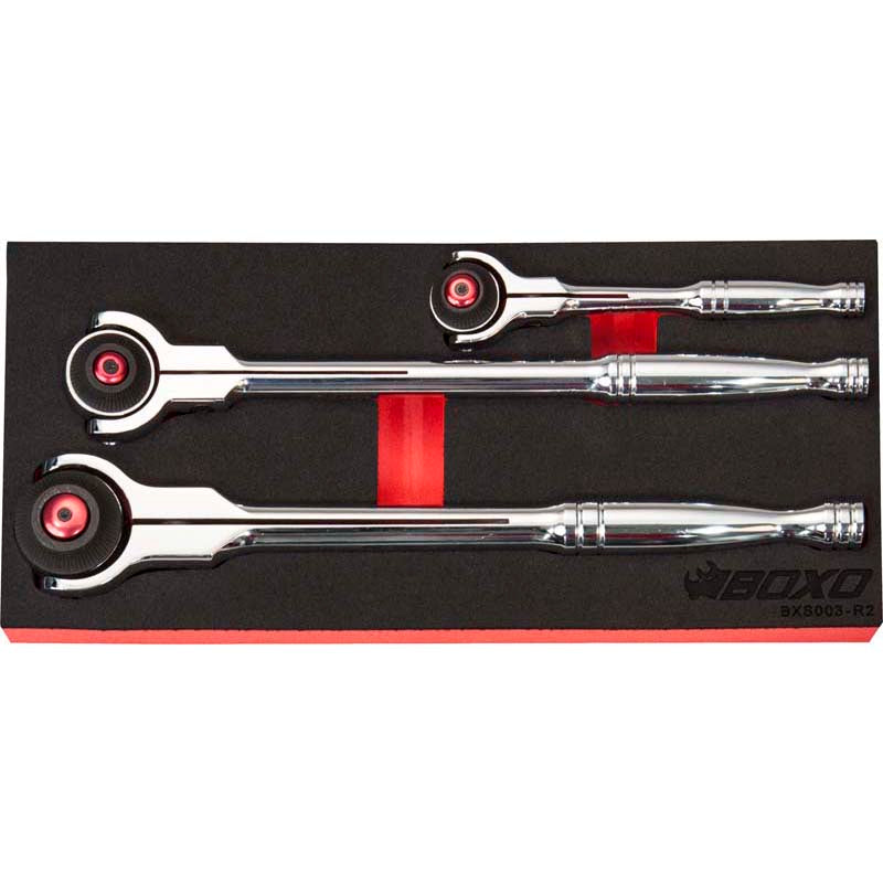 1/4" 3/8" 1/2" 90T Swivel head ratchet set-Boxo-Equipment