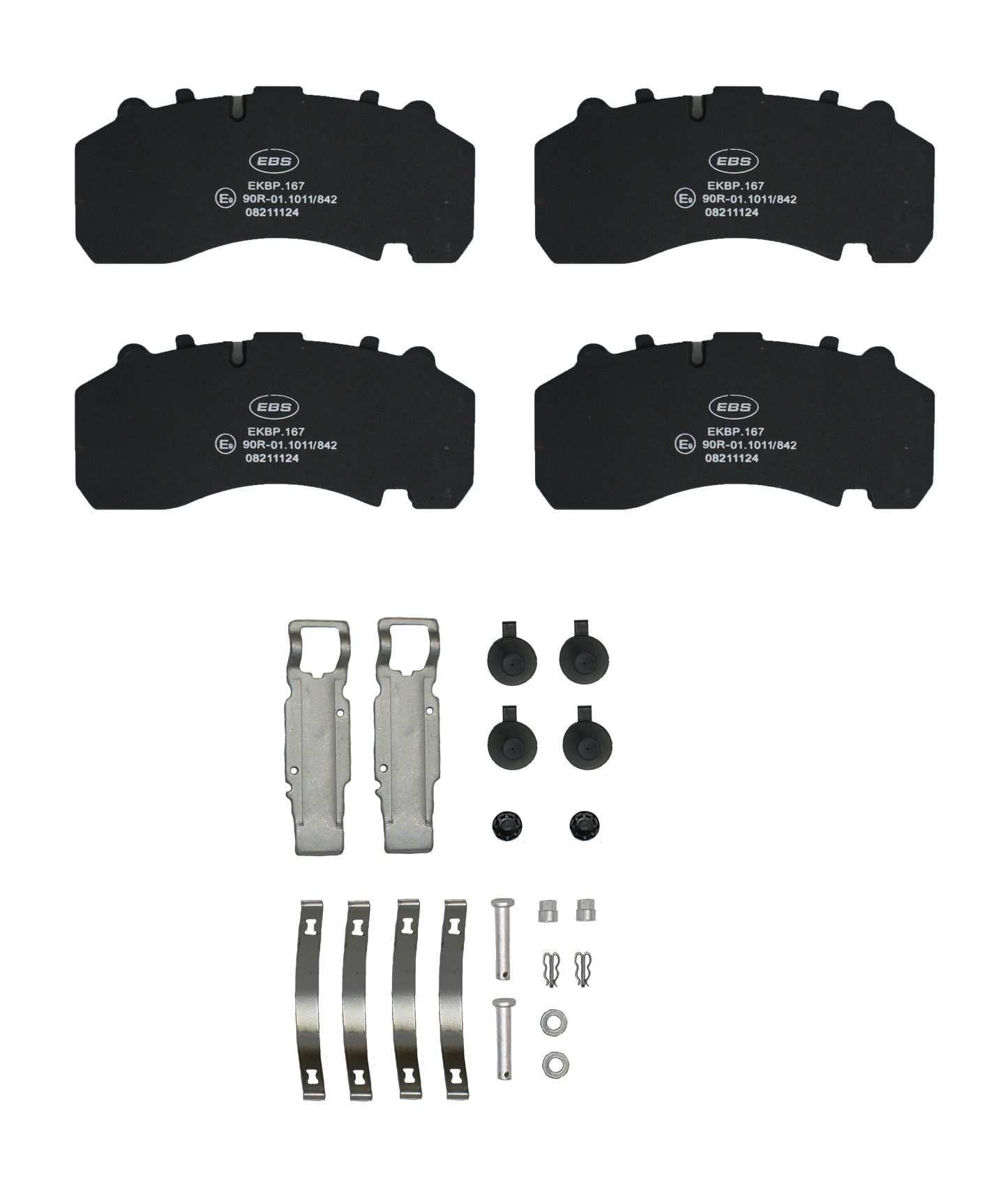 EBS EKBP.167 BRAKE PAD SET E11 - C/W FITTING KIT - SB7 - KEY TYPE