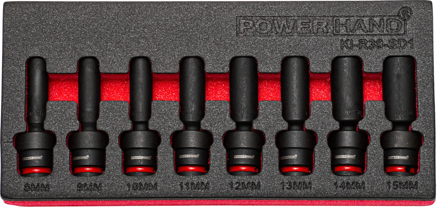 POWERHAND 8Pc 3/8" Deep Swivel Impact Socket Set (8-15mm)
