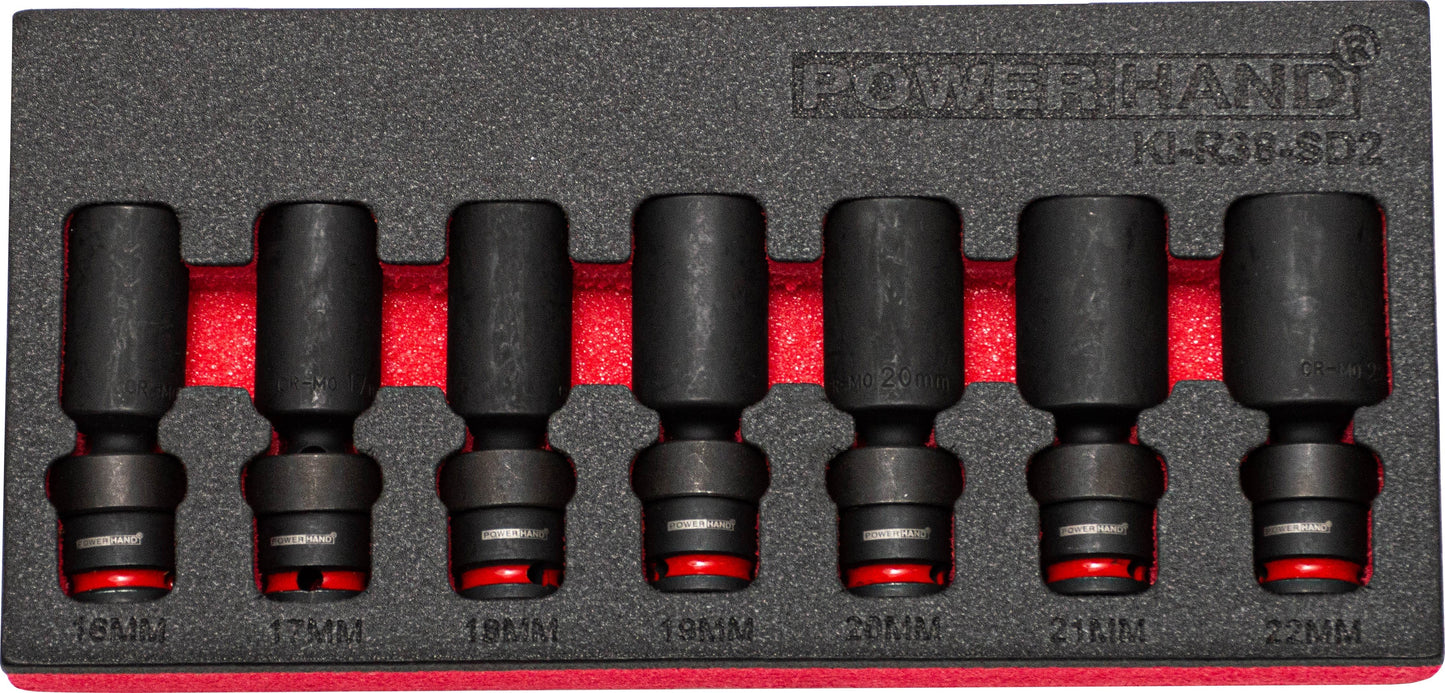 POWERHAND 8Pc 3/8" Deep Swivel Impact Socket Set (16-22mm)