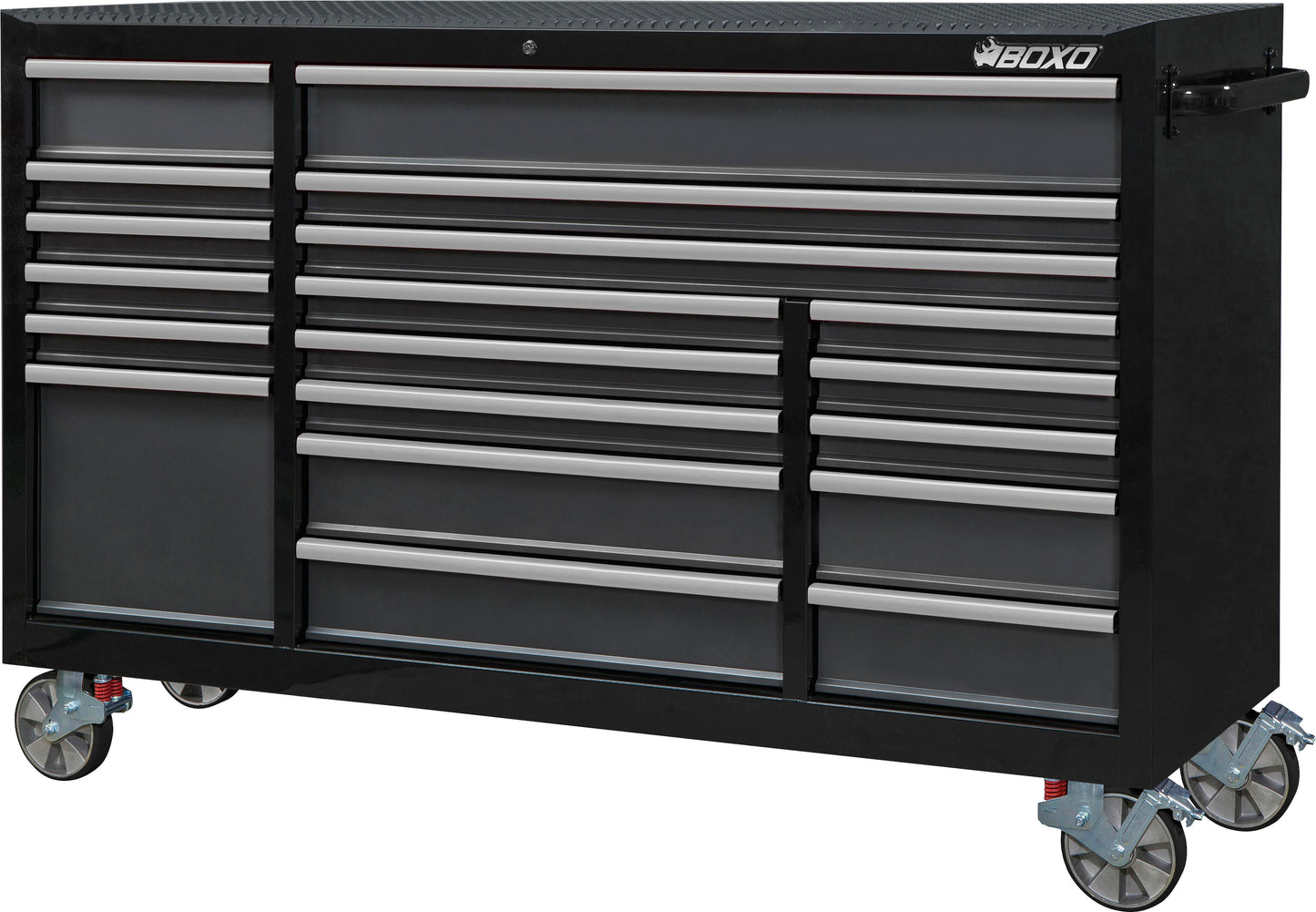 BOXO 72" 19 Drawer Triple Bank Roll Cabinet with Drawer Trim Pack - Black Body & Trim Colour Options