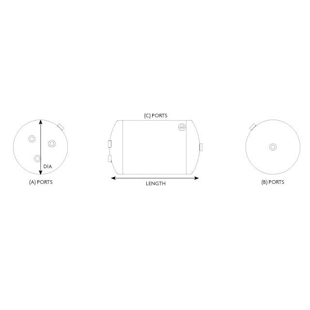 VLAT0006 Air Tank 25 Litre 5 Port 276mm Diameter - Renault & Volvo