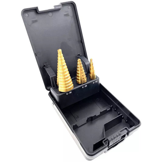 Set of 3 HSS Step Drills with 1/4" Hex Shank