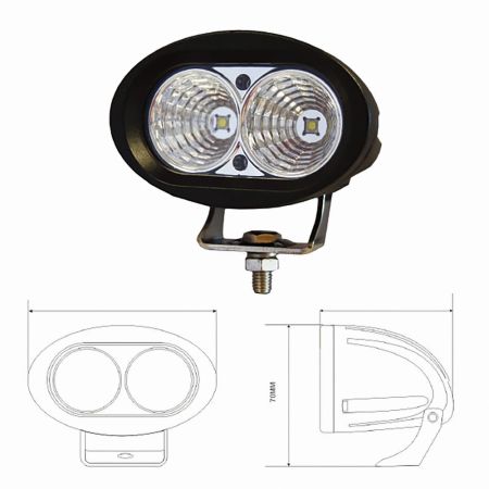 2 x 10W LED Work Lamp - Black, 10-48V 2000lm, IP67