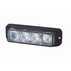 R65 High Intensity 4 Amber LED Warning Light - Horizontal, Black Aluminium (19 flash patterns)