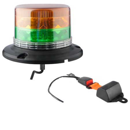 Dual Colour Single Bolt LED Beacon With Seat Belt - 12/24V