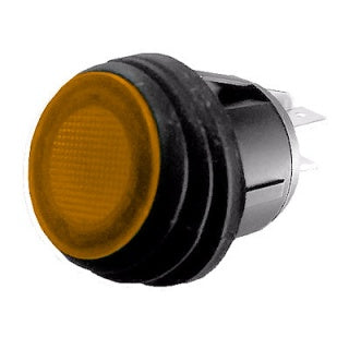 Amber LED On/Off Round Rocker Switch - 12V