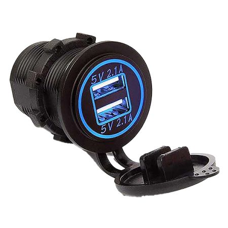 Dual USB Type-A Ports Power Socket - 2.1A, 12/24V