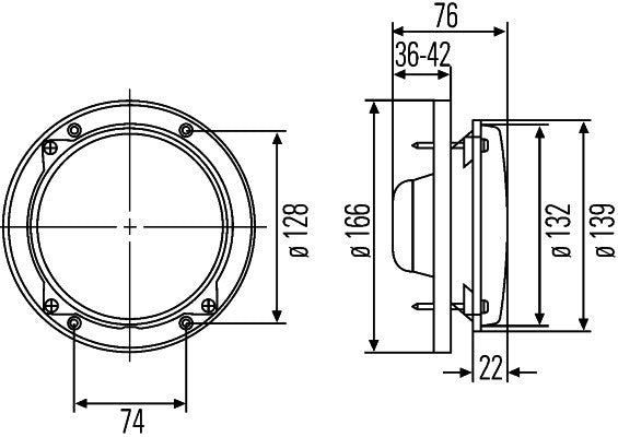 HELLA 1A3 996 162-071 Halogen/FF Headlight M133 12V Blade Terminal- right/left