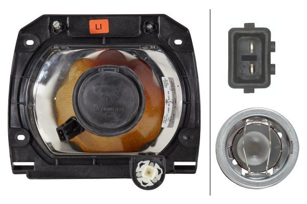 HELLA 1AE 003 427-151 Halogen Insert Headlight 24/12V rectangular SAE Crystal clear Blade Terminal - left