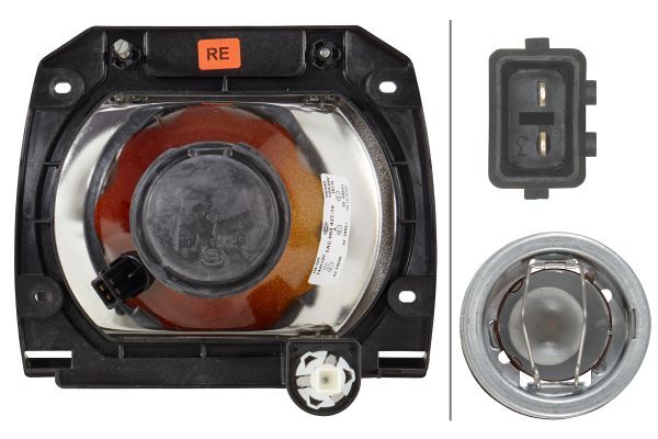HELLA 1AE 003 427-161 Halogen Insert Headlight 24/12V rectangular SAE Crystal clear Male- right