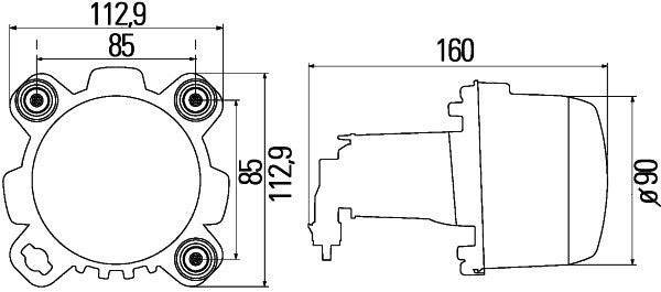 HELLA 1BL 247 042-177 DE Headlight 90mm performance 24V round Hardened diffusing lens transparent- right/left