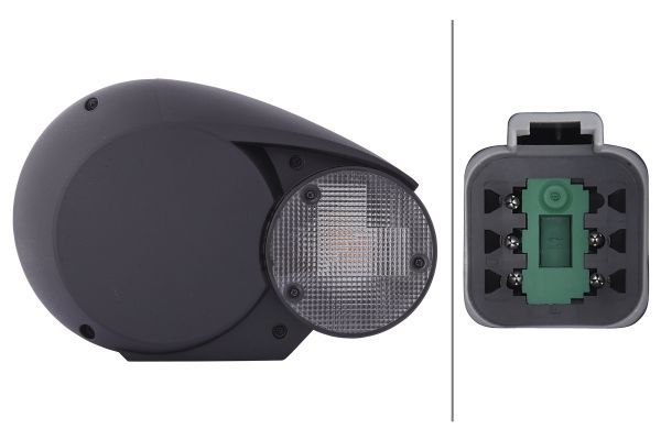 HELLA 1E3 996 160-001 Halogen Headlight Combi 133 12V round Grey DEUTSCH plug- right