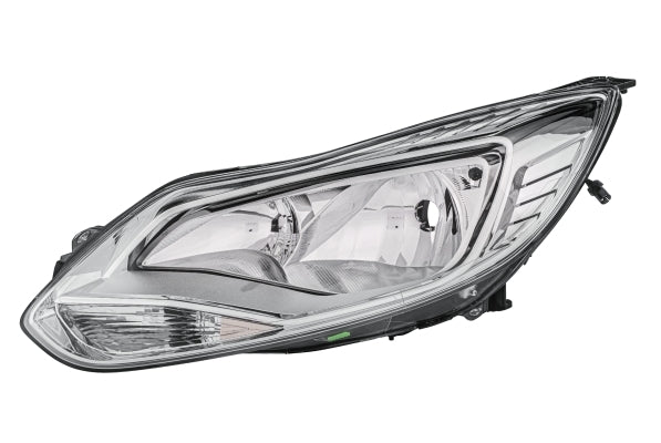 HELLA 1EA 354 994-011 Halogen Headlight for Ford Focus III Chrome for right-hand traffic - left