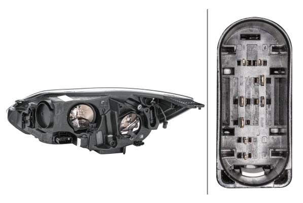 HELLA 1EA 354 994-021 Halogen Headlight for Ford Focus III Chrome for right-hand traffic- right
