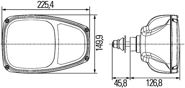 HELLA 1EE 996 174-277 Halogen Headlight Combi 220 12V Hardened diffusing lens transparent DEUTSCH plug - left