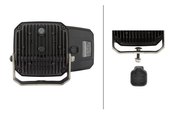 HELLA 1EE 996 374-021 LED Headlight C140 24/12V/SAE transparent DEUTSCH plug- right