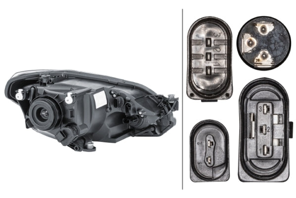 HELLA 1EJ 010 670-011 FF/Halogen Headlight for VW Up (121, 122, BL1, BL2) Black for right-hand traffic - left