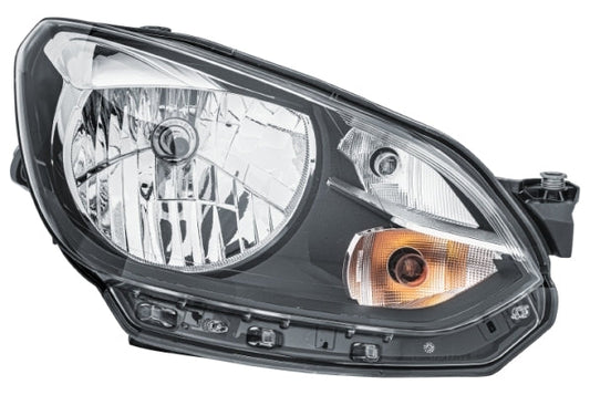 HELLA 1EJ 010 670-021 Halogen/FF Headlight for VW Up (121, 122, BL1, BL2) Black for right-hand traffic- right