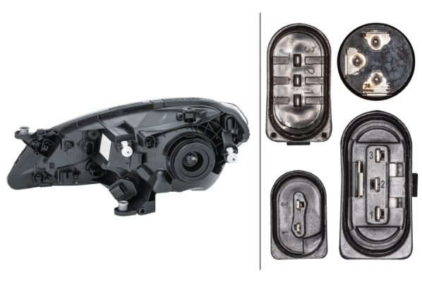 HELLA 1EJ 010 671-021 Halogen Headlight for Seat MII (KF1, KE1) Black for right-hand traffic- right