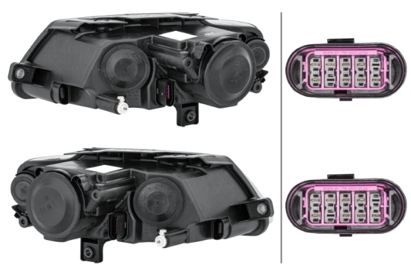 HELLA 1EL 247 014-831 DE/Halogen Headlight Set 12V Optical Impression: Black Crystal clear - left /right Kit