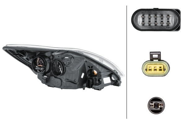 HELLA 1EL 354 807-051 Bi-Xenon Headlight for Ford Focus II (DA_, HCP, DP) Black for right-hand traffic - left