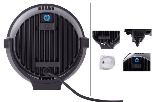 HELLA 1F3 011 815-031 LED-Spotlight Luminator Compact LED 24/12V round Clear diffusing lens Crystal clear Cable: 3000mm - left /right