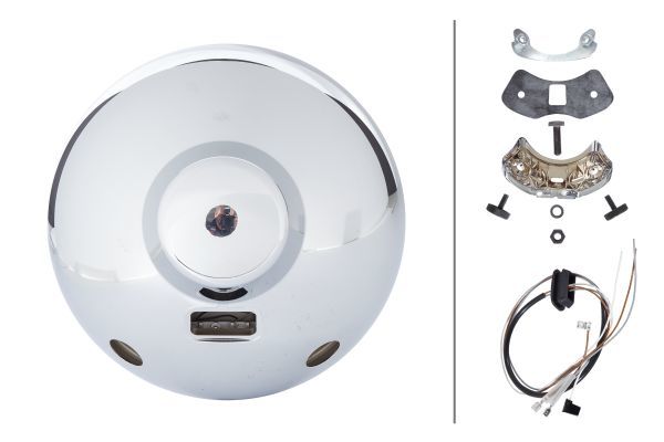 HELLA 1F8 007 560-211 Hybrid-Spotlight Luminator Chromium Celis 24/12V round SAE Clear diffusing lens Crystal clear Cable: 800mm - left /right