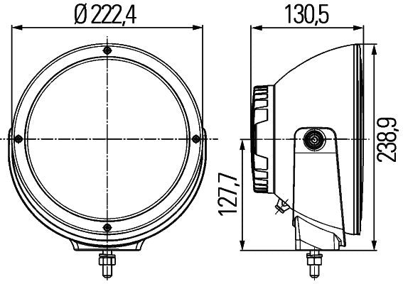 HELLA 1F8 011 002-211 LED-Spotlight Luminator LED 12/24V round Clear diffusing lens Crystal clear Cable: 800mm- right/left